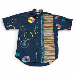 Vintage 80/90s Haupt Colorful Button Up Collared Short-Sleeve Shirt Multicolor M